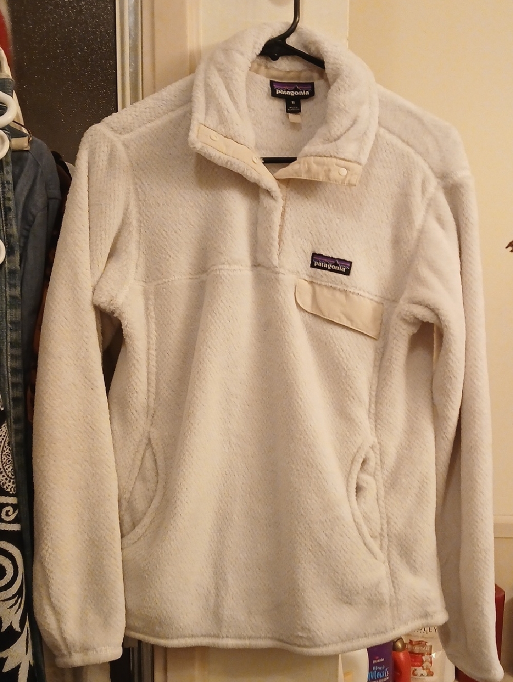 Patagonia Cream White Sherpa Pullover, SzM